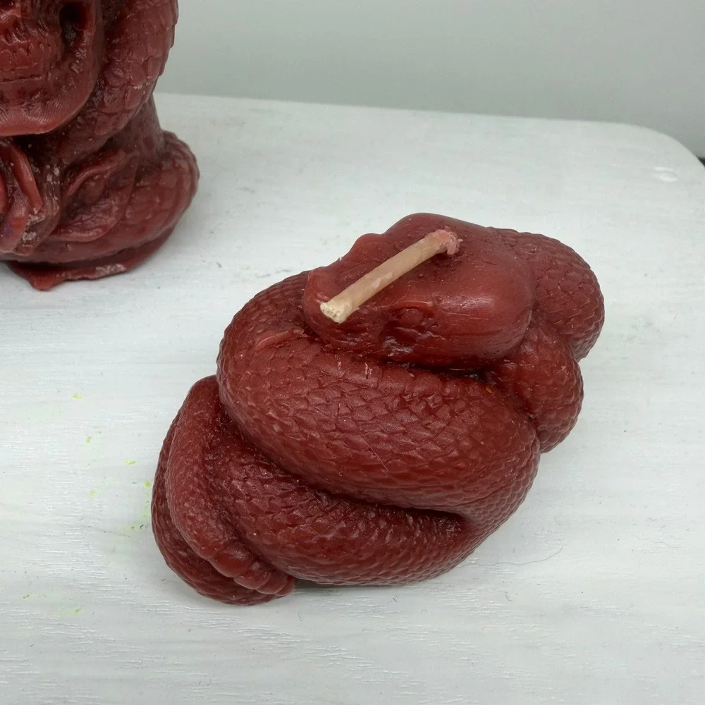 Soy Decorative Candle Set Burgundy Black Snake Skull Gothic Odditiy Witchy Decor